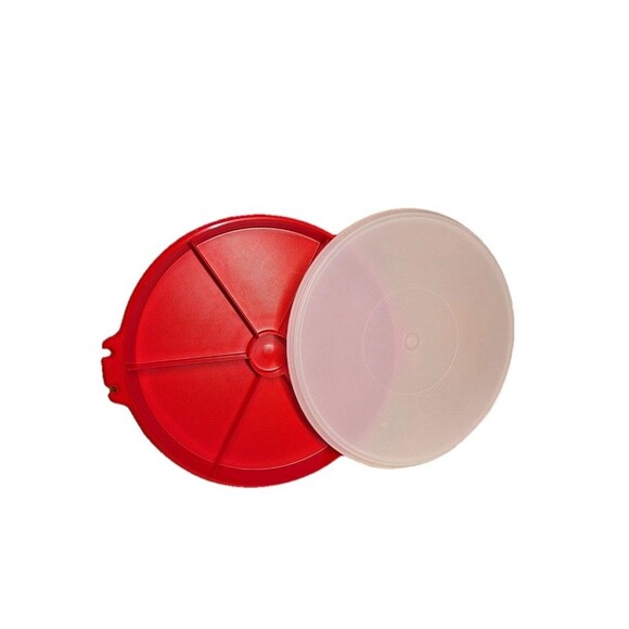 Tupperware Other - Vintage Tupperware Red Divided Serving Tray Candy Veggie Fruit Meat Cheese w Lid